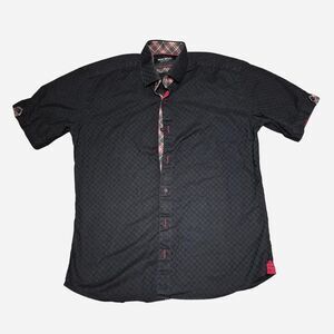 Maceoo Black and Red Jacquard Button Down Shirt